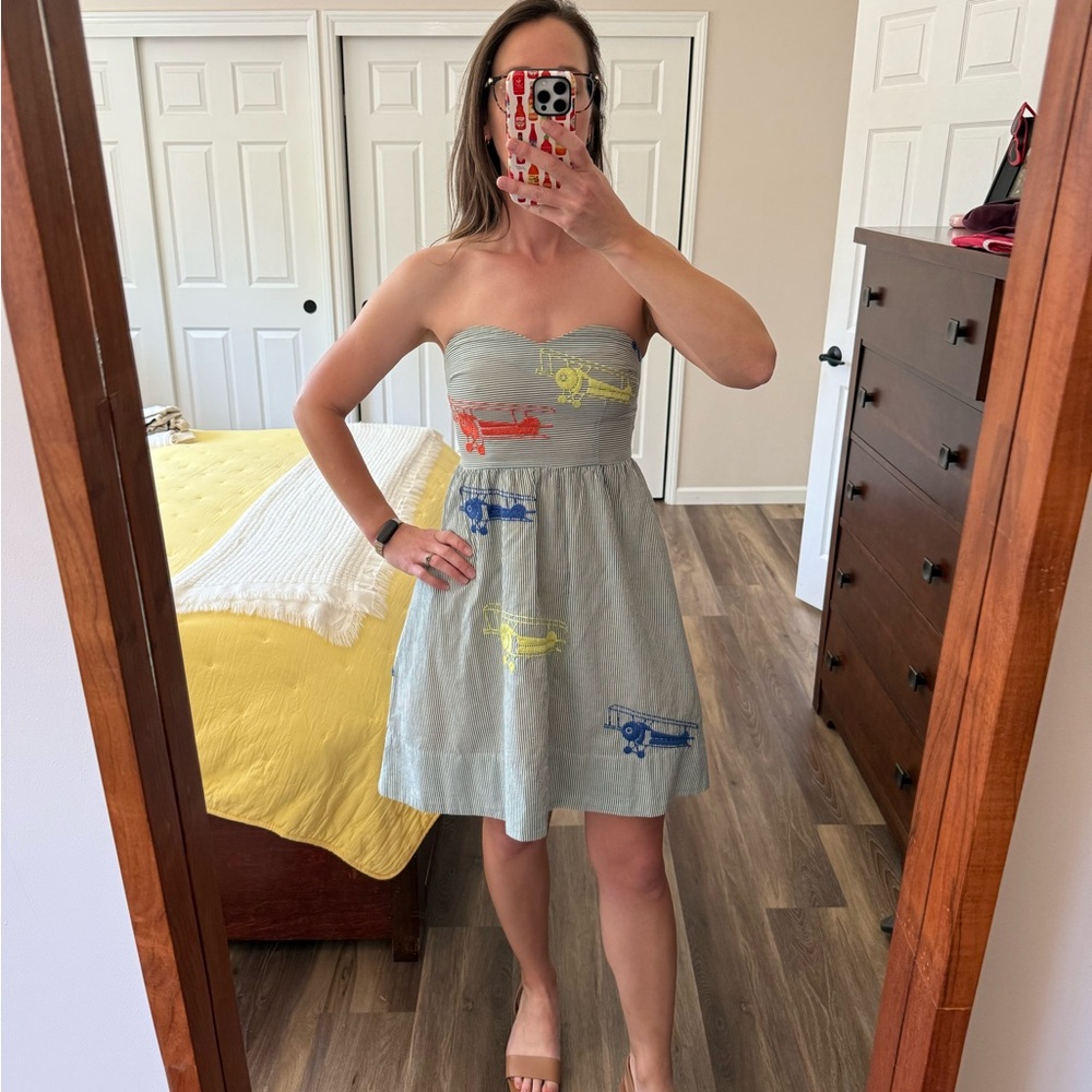Playful Strapless Airplane Sundress